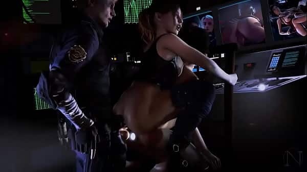 Claire Redfield and Ada Wong banged by Leon during Racoon City incident (Resident Evil parody by Niisath)
