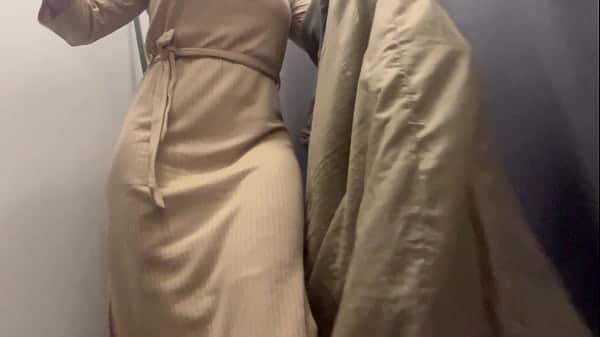 Dressing room. Hidden camera. Hot swimsuit fitting
