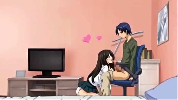 Horny Brunette Stepsister Gives Her Brother A Quick Blowjob – Anime
