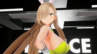 Blue Archive Ichinose Asuna Undress Dancing Hentai Blonde Bunny Girl Big Boobs MMD 3D Yellow Clothes