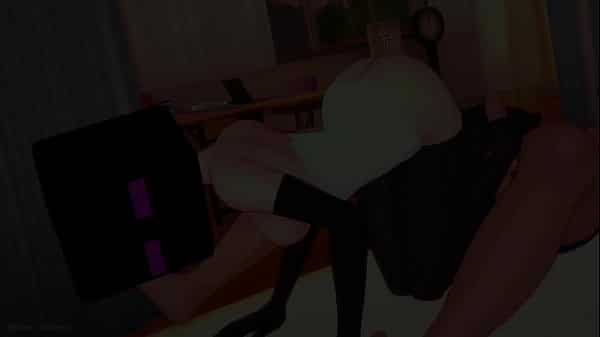 Caliente hace cosplay de Enderman para follar en la enfemería viste solo una toalla