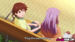 Teen with a big cock manages to fuck the busty MILF in the park. UNCENSORED HENTAI