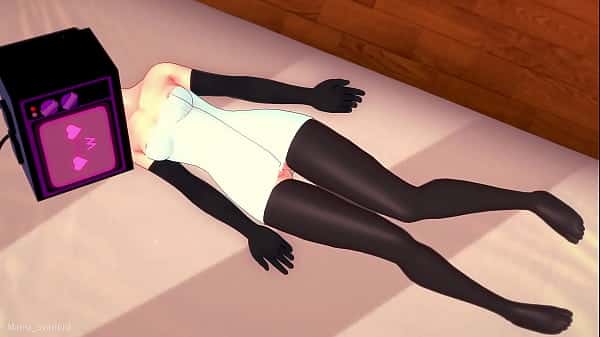 Tv woman quiere jugar con una gran polla, esta mojada y solo viste una toalla (Versión hentai)