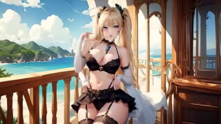 Horny blonde gets excited when she receives visitors on her bedroom balcony, she knows she’s very horny and would let herself be caught at any moment (Over 18) (Hentai Anime) (AI-generated)